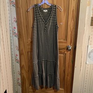 Pact Relaxed Slub Patio Midi Tank Henley Dress Size XL